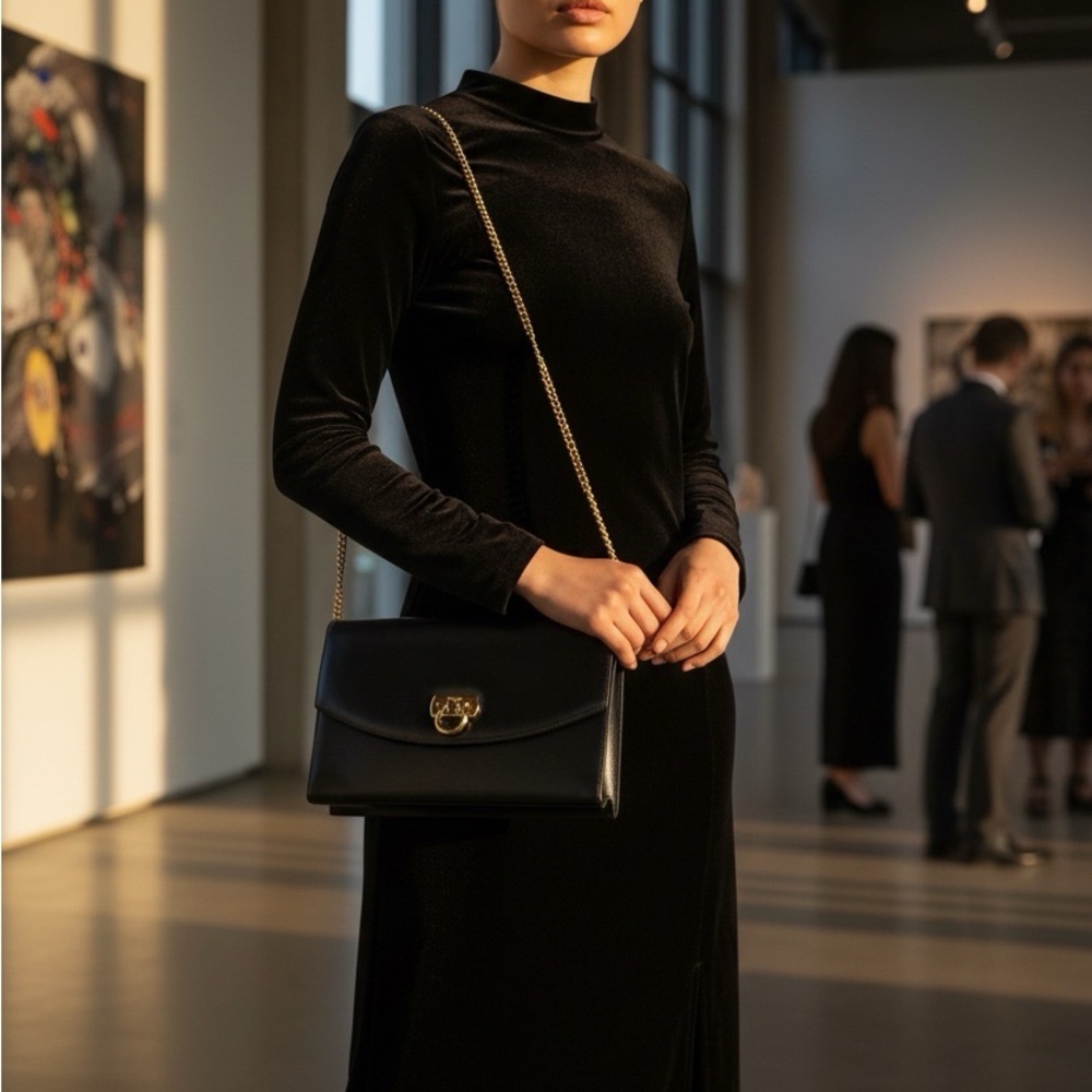 Salvatore Ferragamo Black Leather Bag